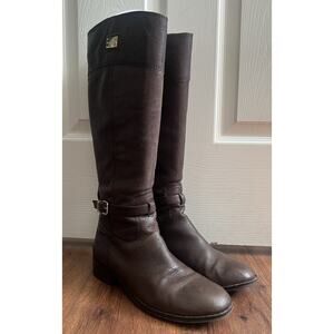 ANTONIO MELANI Chocolate Brown Leather Buckle Riding Knee Boots Sz